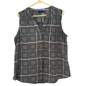Apt. 9 Women's Sleeveless V-Neck Button Down Collarless Blouse Size XL
